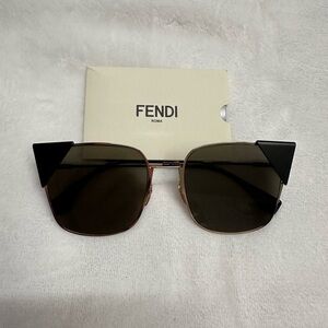 Fendi Women's Black and Brown Sunglasses